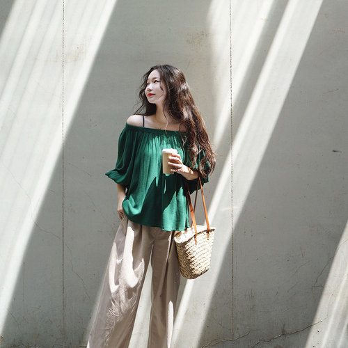 2026夏季绿色法式棉透气小衫