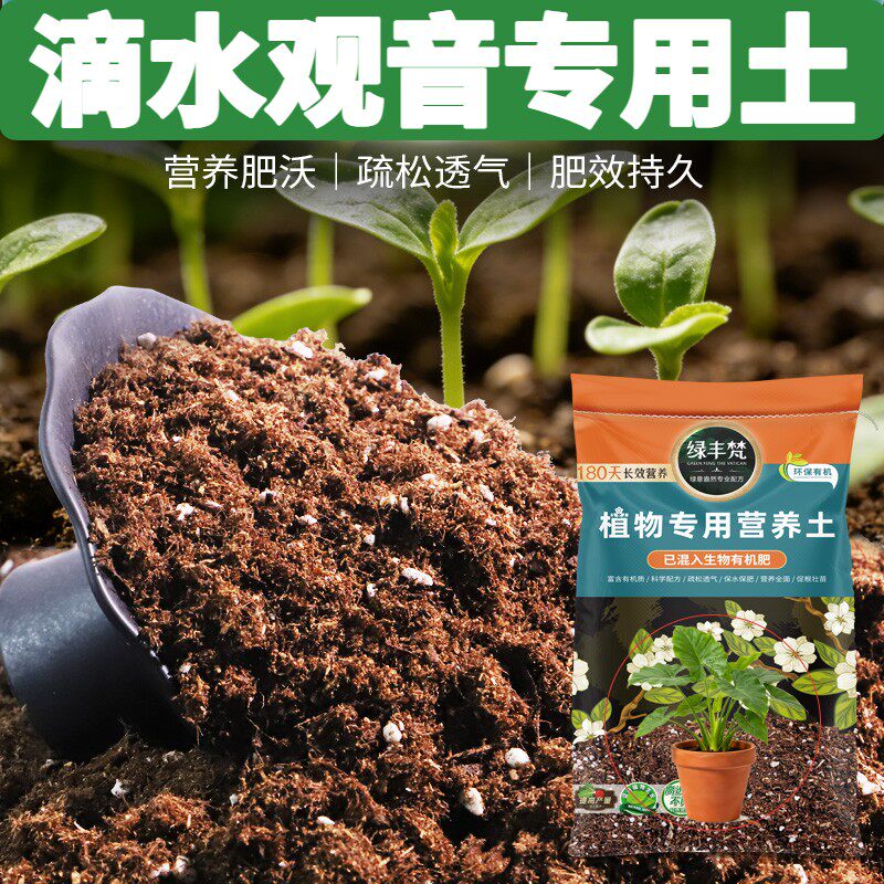 滴水观音专用基质干净无杂月季营养土经久耐用保护根系实惠装观花