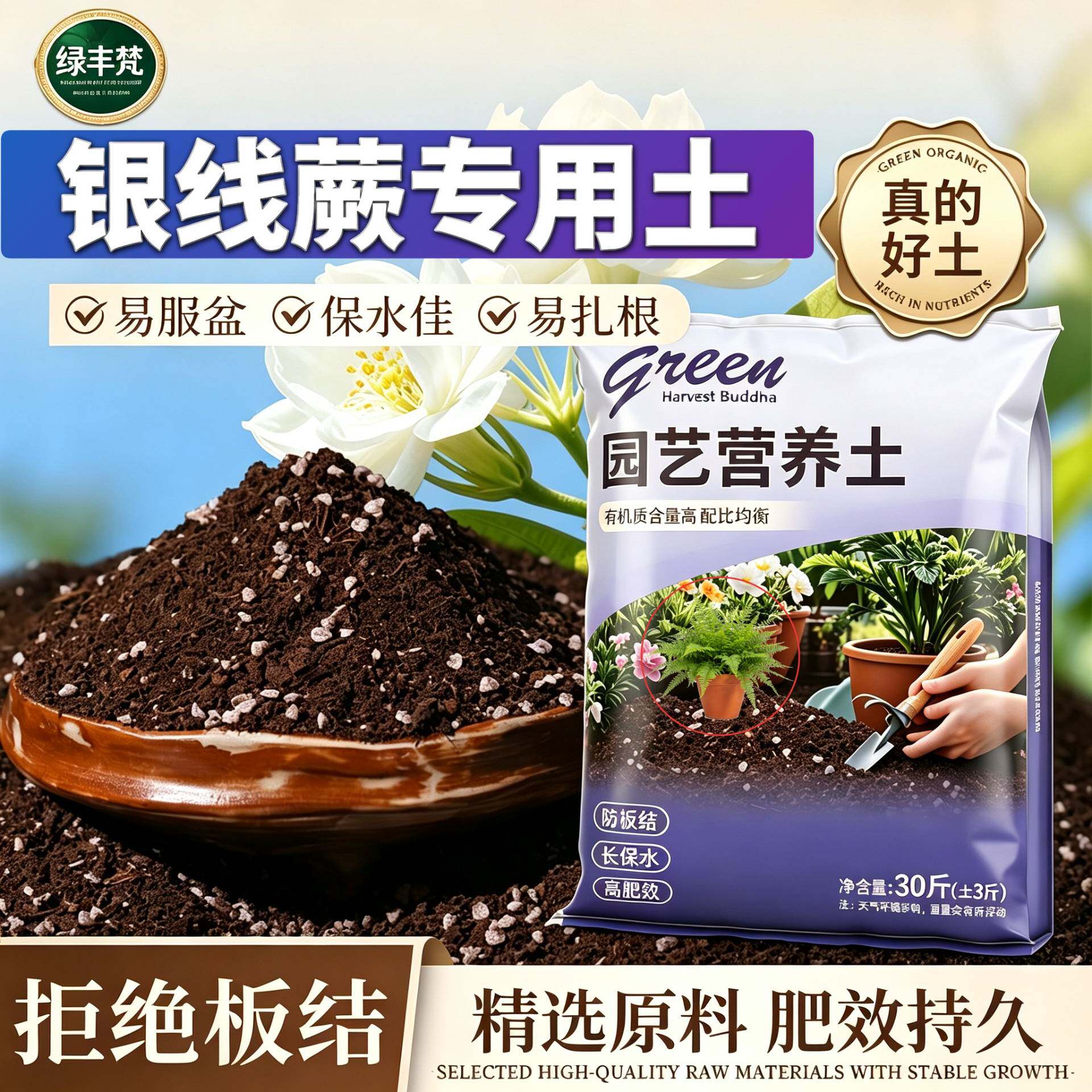 银线蕨专用营养土高温灭菌阳台加深生根粉优质壮根观花养花土木本