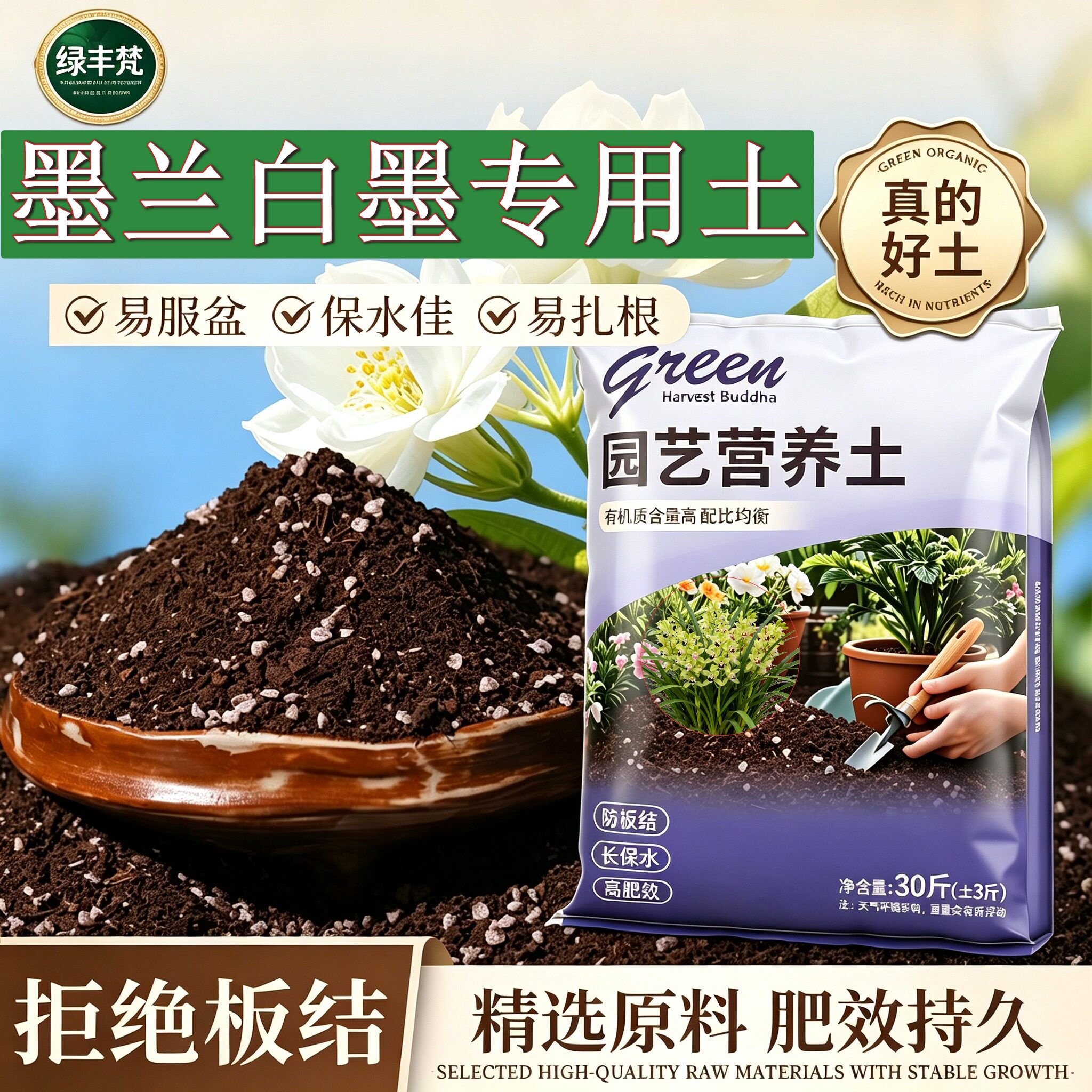 墨兰白墨适用栽培土高温腐熟盆景泥炭基质进口绿叶木本种菜土有机