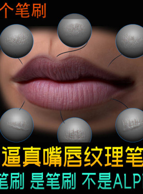 zbrush写实嘴唇皮肤纹理笔刷逼真人体嘴巴皮肤纹理效果 zb笔刷