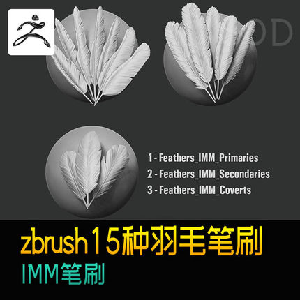 zbrush15种IMM羽毛笔刷 zb笔刷