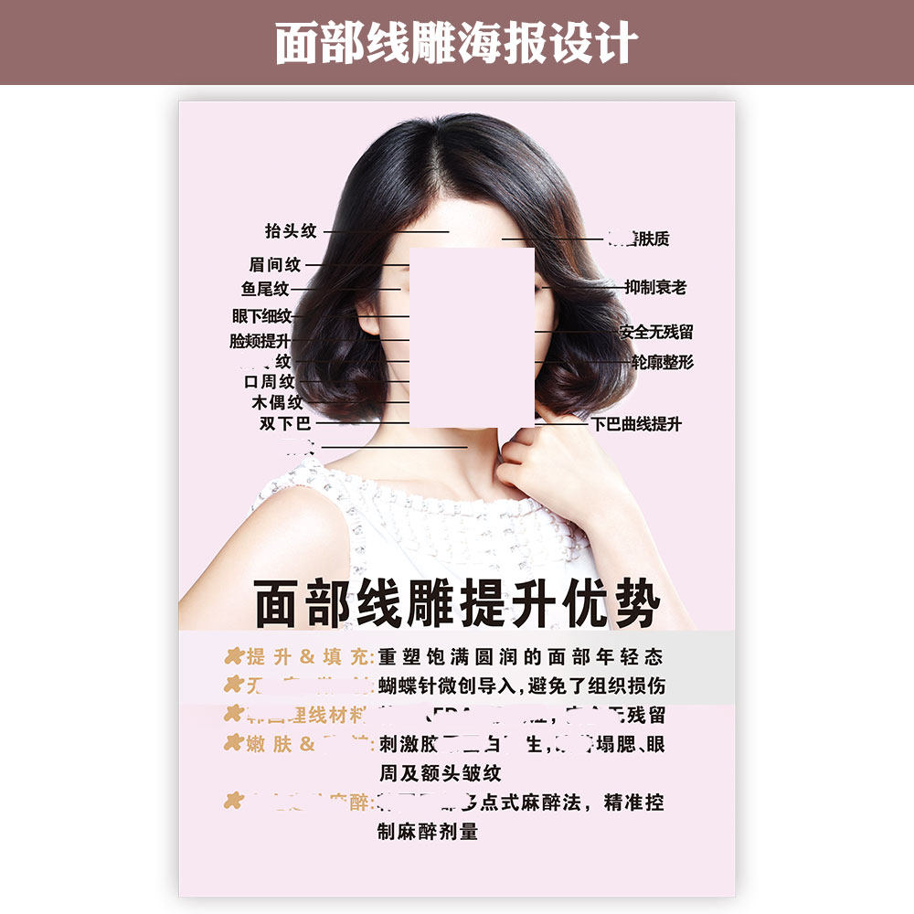 面部线雕提升优势中医养生海报制作美容图片宣传画贴纸装饰挂画kt
