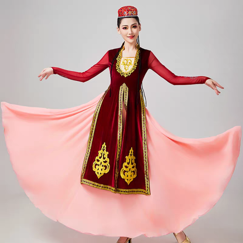 新款维吾族舞服维族服装少数民族大摆裙艺高档新疆舞蹈服演出服女
