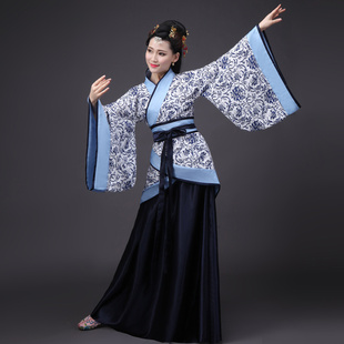 汉服古装女装曲裾改良写真唐装演出服岳飞母亲表演服岳母刺字舞蹈