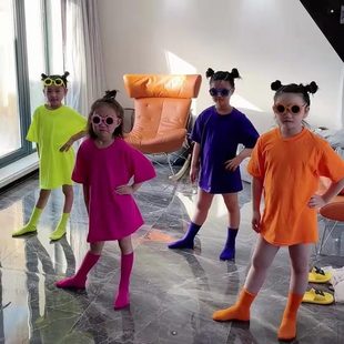 儿童糖果色舞蹈服装练功可爱运动毕业表演服演出服套装爵士舞现代