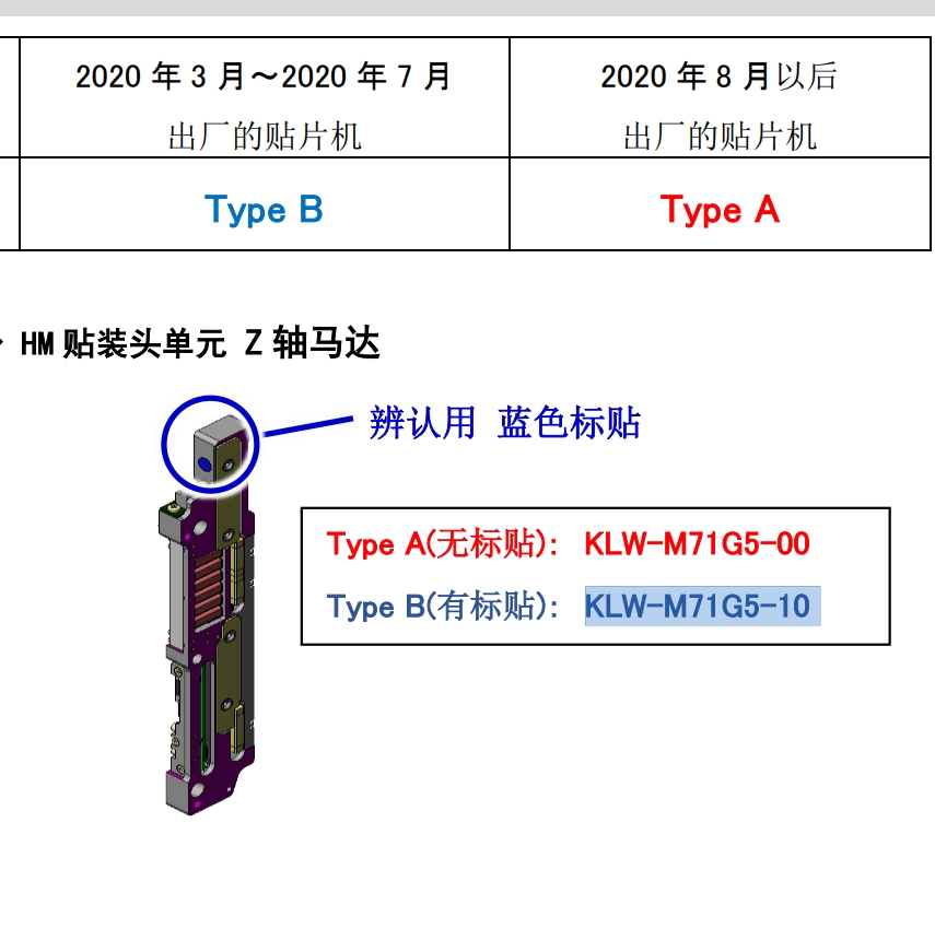 KLW-M71G5-10 YSM10 贴装头单元 Z轴马达线性马达YSM20R蓝色标贴