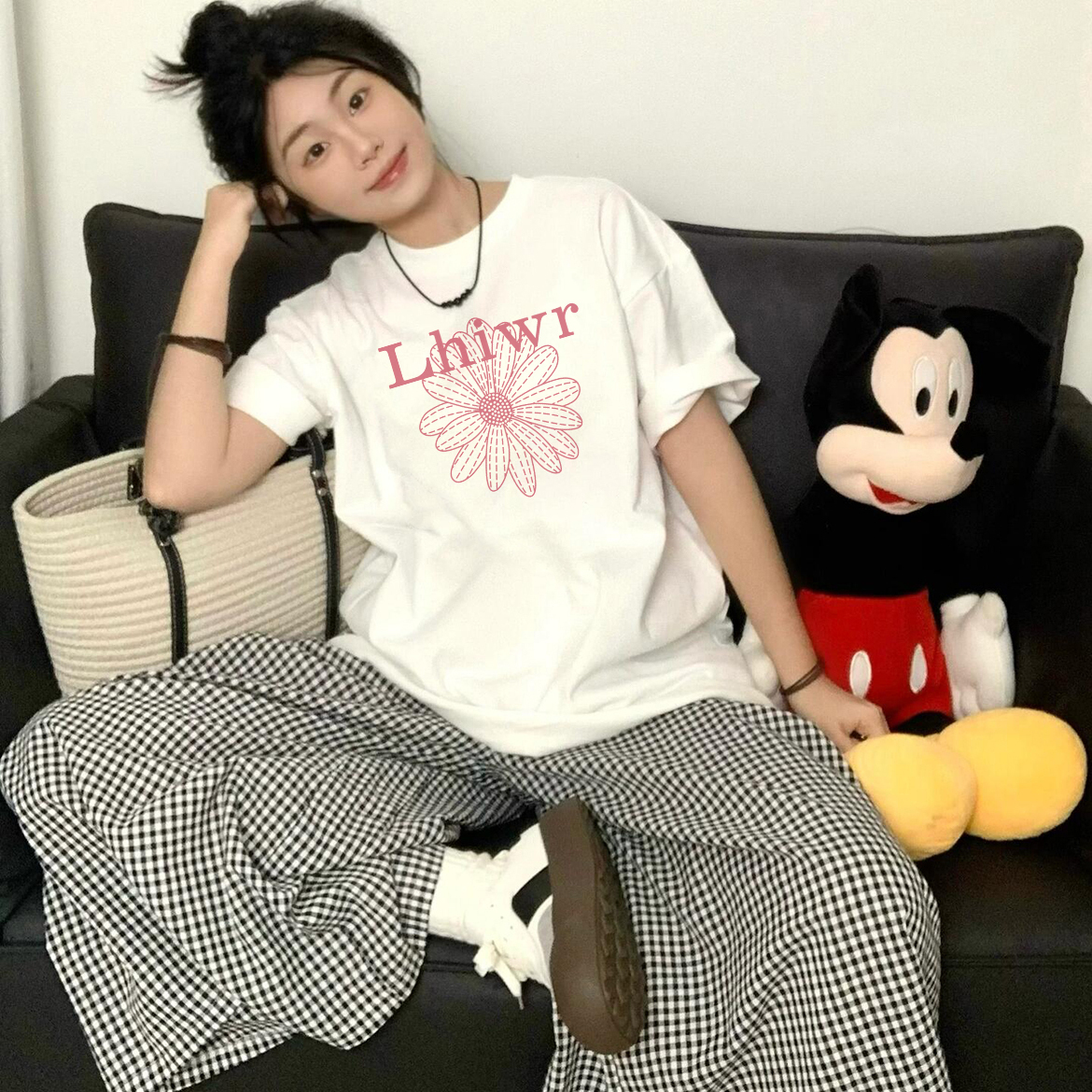 纯棉宽松大码短袖t恤女2025新款夏季美式复古设计感小众半袖上衣