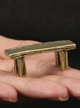 跨境创意仿古玩小长凳黄铜摆件小板凳茶宠办公桌面摆设工艺品收藏