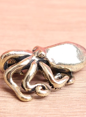 黄铜实心复古老物件八抓鱼纯铜创意家居桌面茶宠装饰精致茶玩摆件