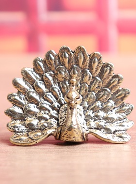 黄铜孔雀桌面办公摆件孔雀开屏铜雕工艺品文玩茶宠摆饰老铜器