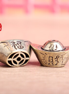 纯黄铜手工匠复古法作典藏国风艺术财源广进元宝摆件茶宠香炉香插