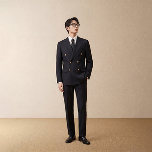 布雷泽新款西装男式套装双排扣兰州正装新郎结婚礼服西服工装外套