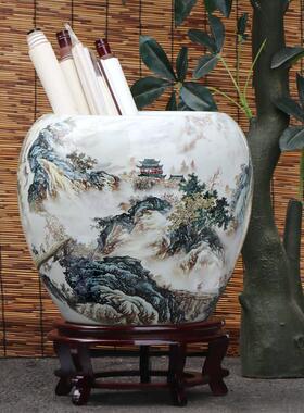 景德镇陶瓷陶瓷收纳桶中式