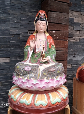 大号80陶瓷坐莲观音佛像家用供奉南海观世音菩萨观音娘娘神像摆件