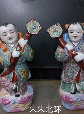 金童玉女佛像雕塑陶瓷善财童子龙子龙女观音护法像如意对童摆件35