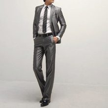 双开收腰小西装 韩版 银灰色休闲一粒扣修身 西服套装 xf17 男式