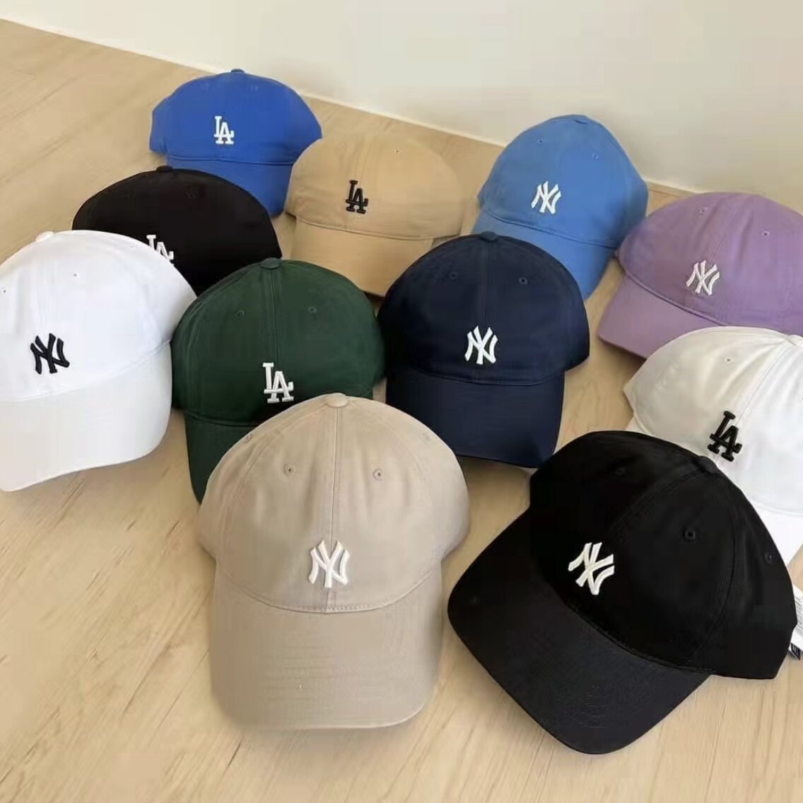 新款粉色通用 MLB棒球帽软顶小标鸭舌帽街头风NY潮酷男女帽