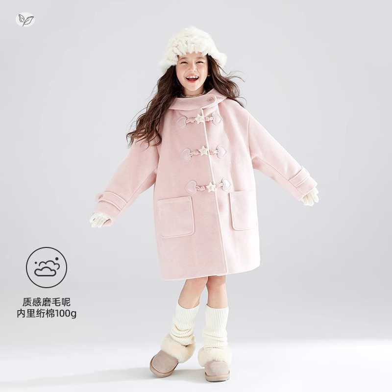女童加绒呢子大衣2026秋冬新款中大童洋气韩版中长款保暖大衣外套