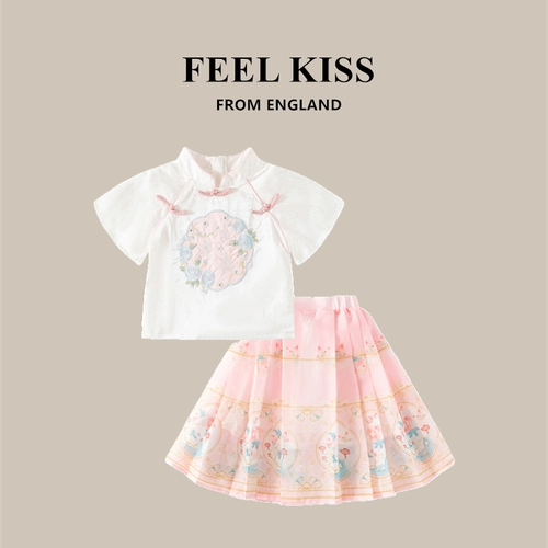 Летний комплект, детское ханьфу, платье, наряд на выход