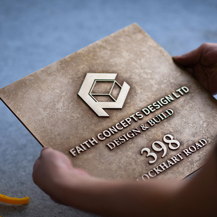 有招派黄铜门牌定制招牌金属方型浮雕牌别墅公司门头创意广告牌