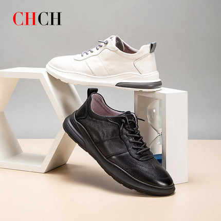 CHCH平衡鞋柔软牛皮防滑耐磨百搭运动休闲潮流真皮男鞋小白鞋