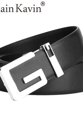 专柜原版ChainKavin皮带男士平滑扣青年牛白纯色情侣G扣女士腰带