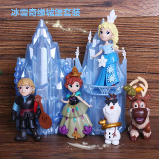 饰摆件 甜品台 生日蛋糕装 派对用品儿童party插牌 雪花公主 套装