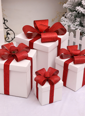 圣诞节装饰用品 圣诞树底摆件白色礼包礼盒装饰 酒店橱窗场景布置