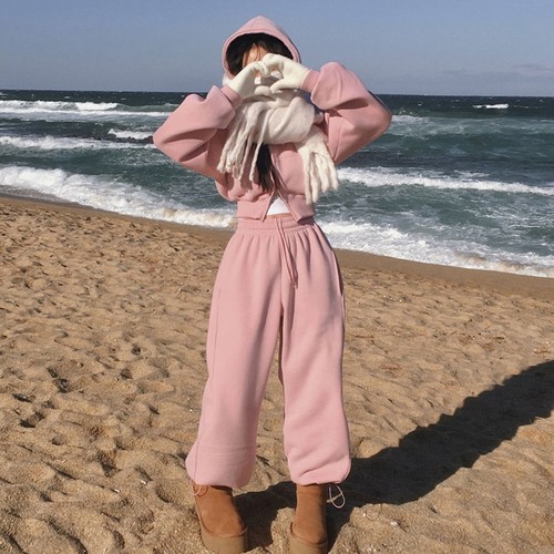 潮流百搭棉显瘦拉链套装