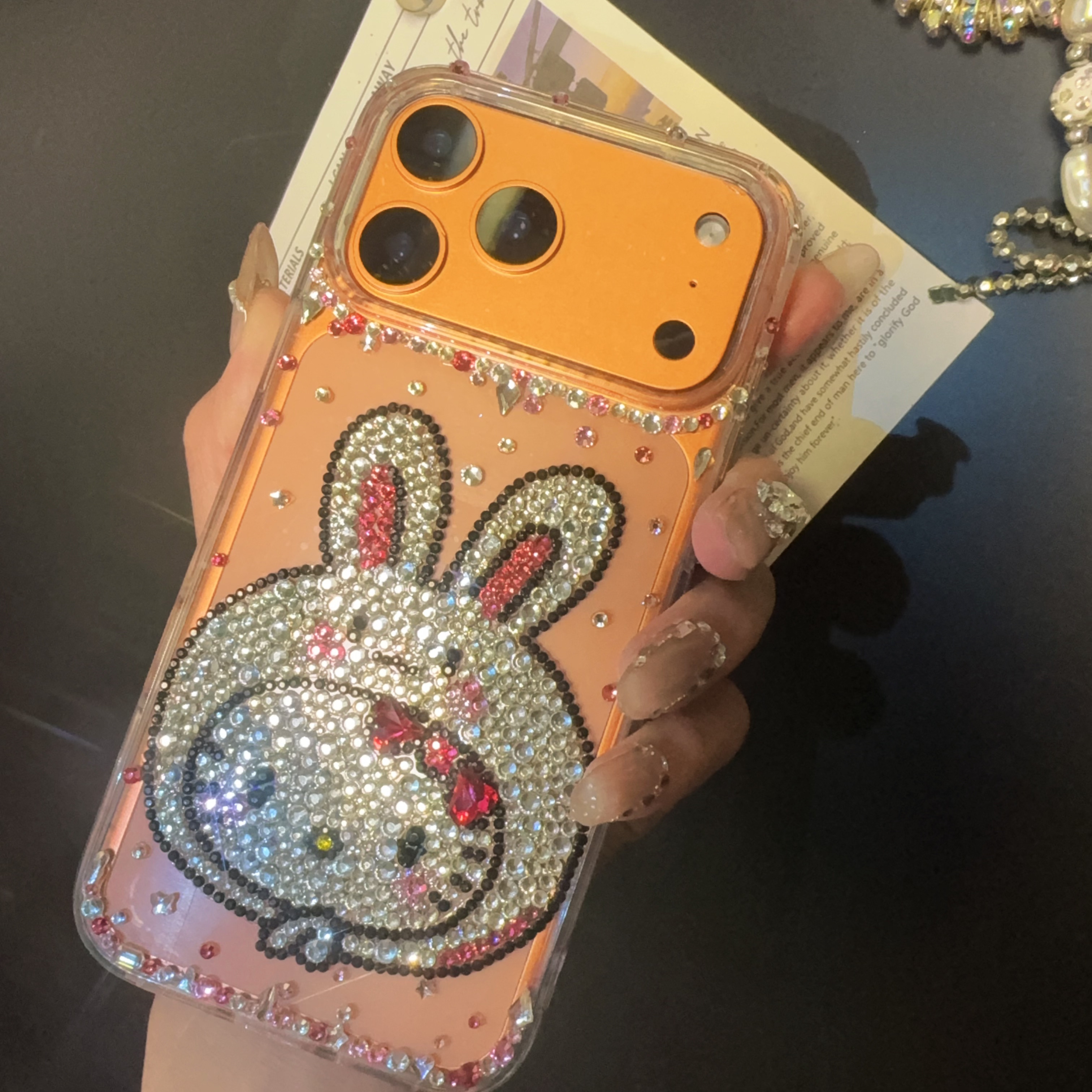 新款苹果17promax镶钻手机壳kitty16pro15可爱水钻保护壳iphone14