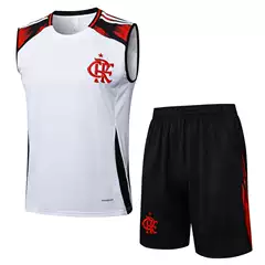 2526 Season Flamengo White Vest Football Uniform Breathable Warm-Up Training Uniform Sleeveless Quick-Drying Fan Shorts