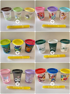 现货日本skater儿童野餐便携外带随行卡通可爱吸管塑料水杯3只装