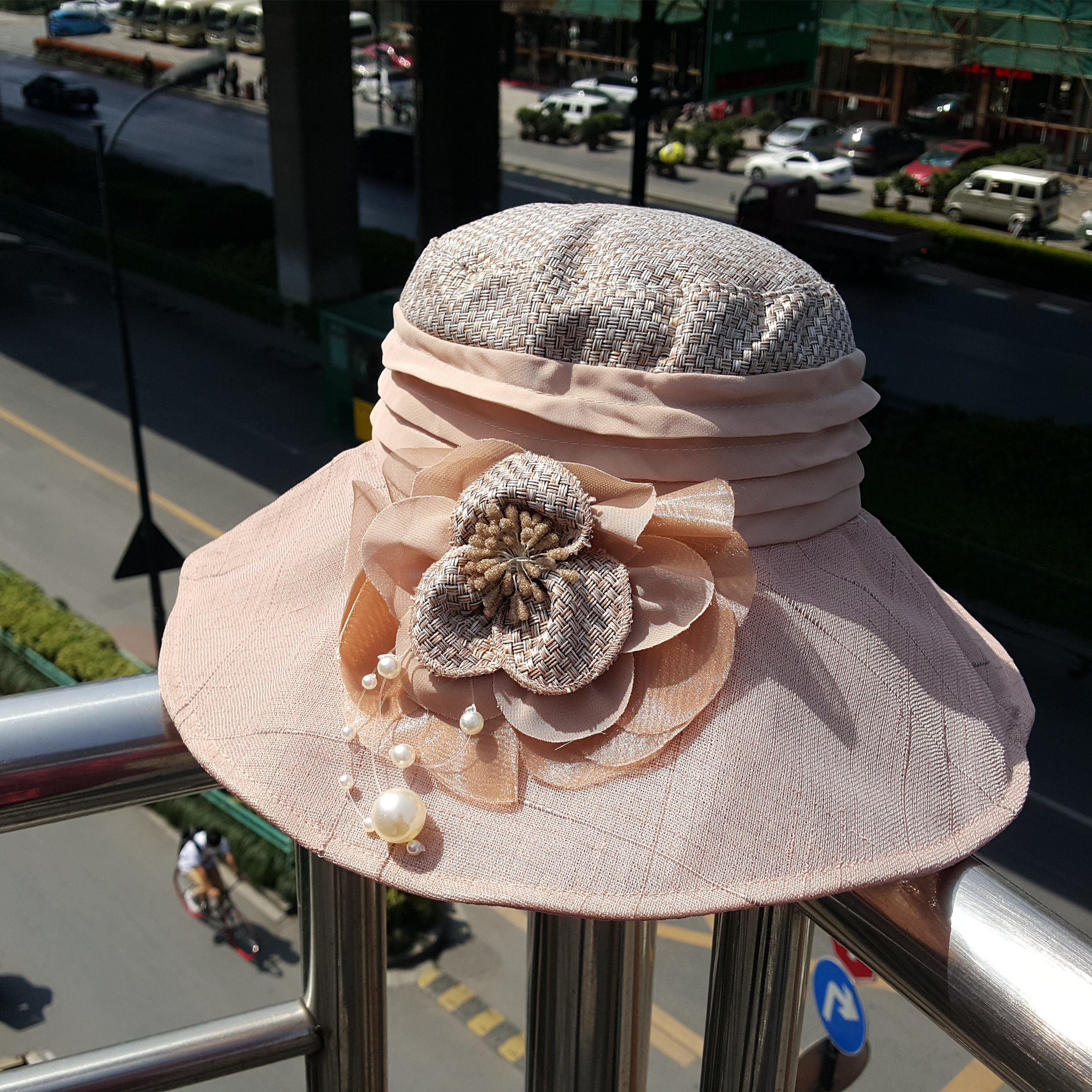 包邮布塔夏季休闲出游花朵折叠太阳帽遮阳帽大檐防晒帽女251 s码