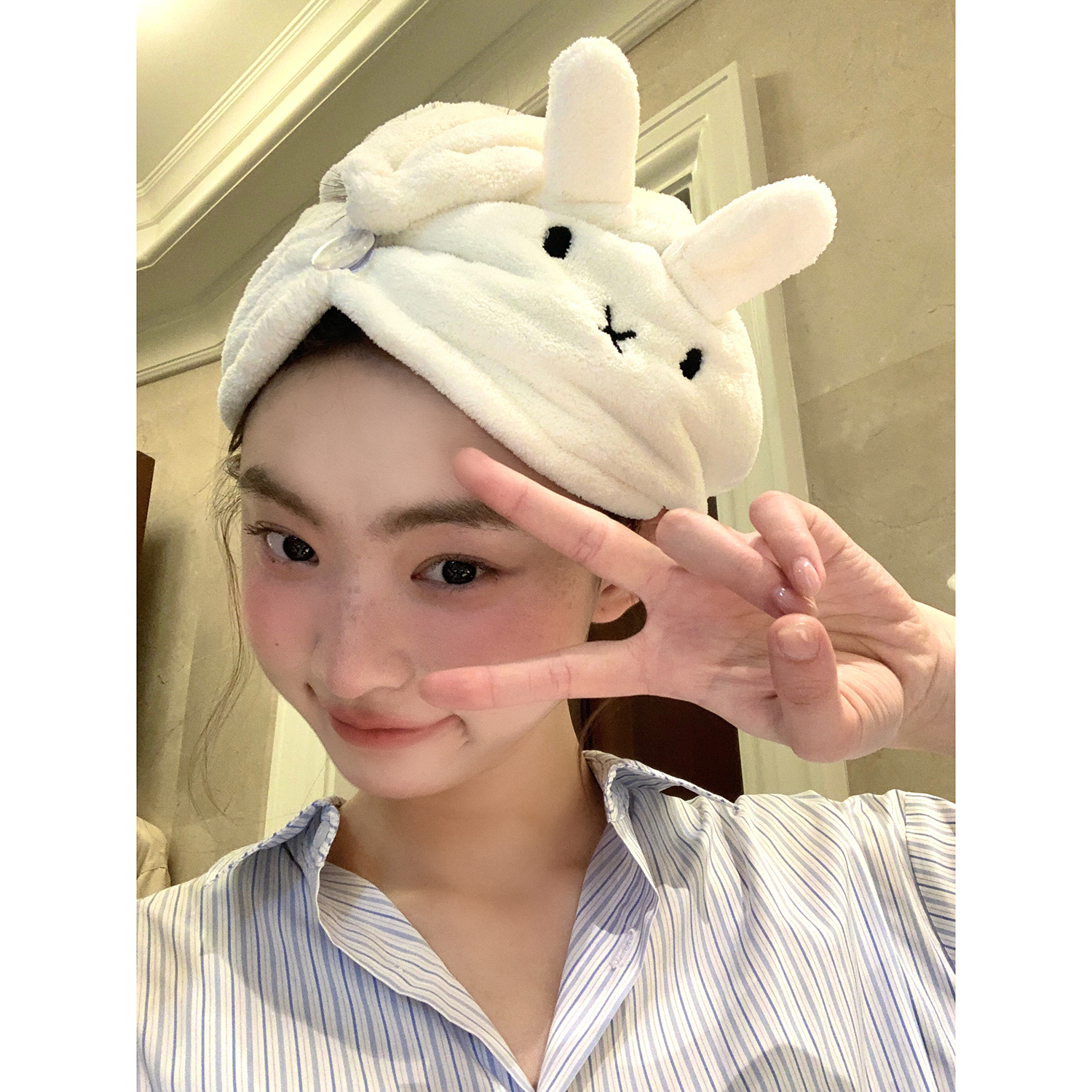 卡通兔子干发毛巾吸水速干干发帽