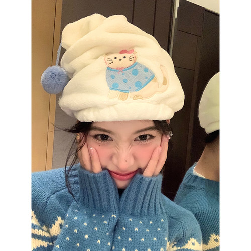 馨帮帮杂货铺原创可爱包头巾浴帽卡通猫咪干发巾吸水速干干发帽女