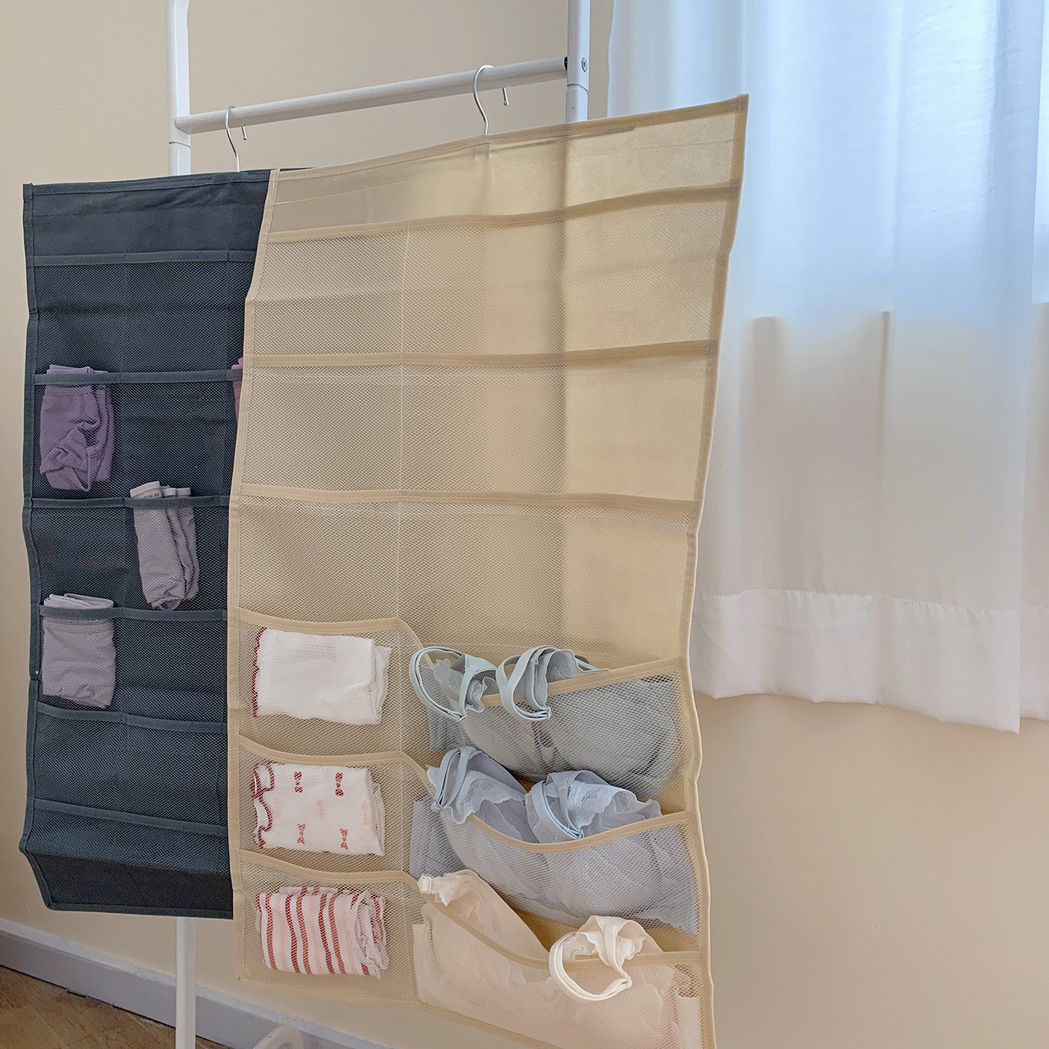 馨帮帮杂货铺 卧室简约收纳袋多层挂袋墙壁门后储物袋内衣收纳袋