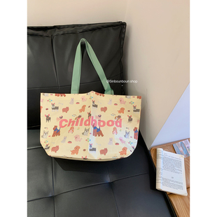 馨帮帮杂货铺 卡通狗编织袋可爱环保礼品袋手提大容量超市购物袋