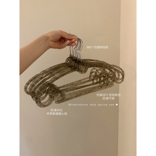 馨帮帮杂货铺家用衣挂防滑晾晒衣撑水晶透明晾衣服架宿舍无痕衣架