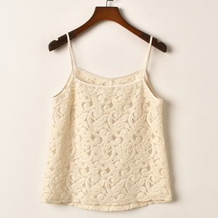 艾诺丝系列蕾丝吊带背心女夏季镂空花纹细肩带打底衫上衣
