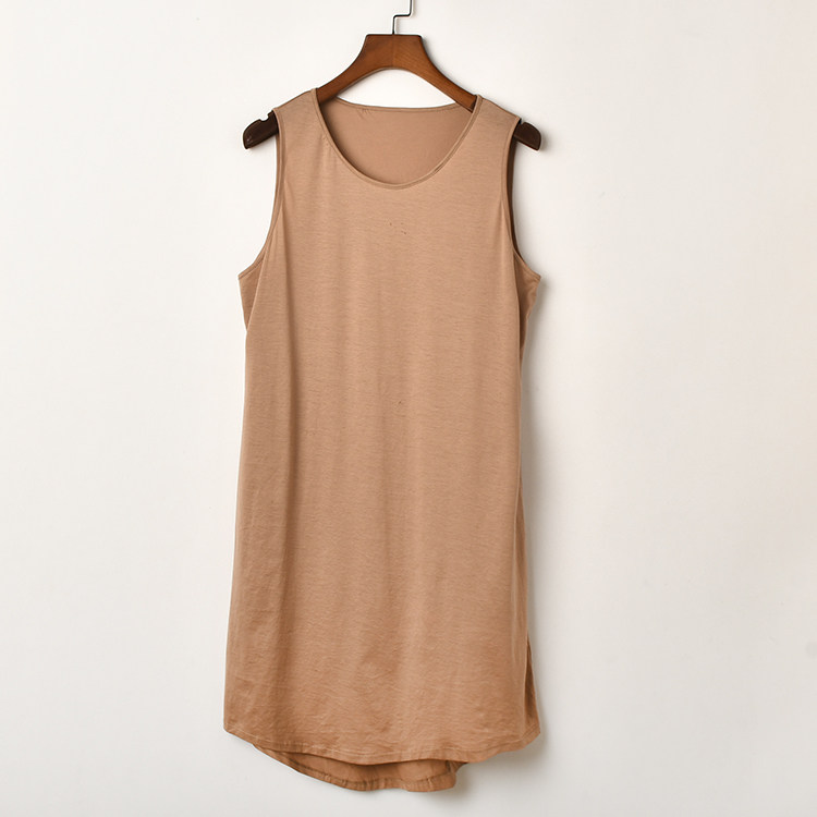 江南系列特价圆领连衣裙女莫代尔无袖中裙吊里子双口袋裙子女装夏