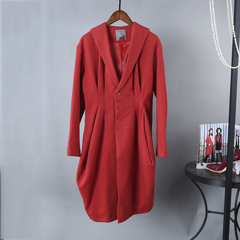 品牌折扣正品特价秋季新品羊毛时尚修身气质保暖中长款棉衣女