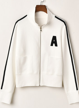艾诺丝时尚休闲运动套装女立领开衫宽松运动风oversize外套