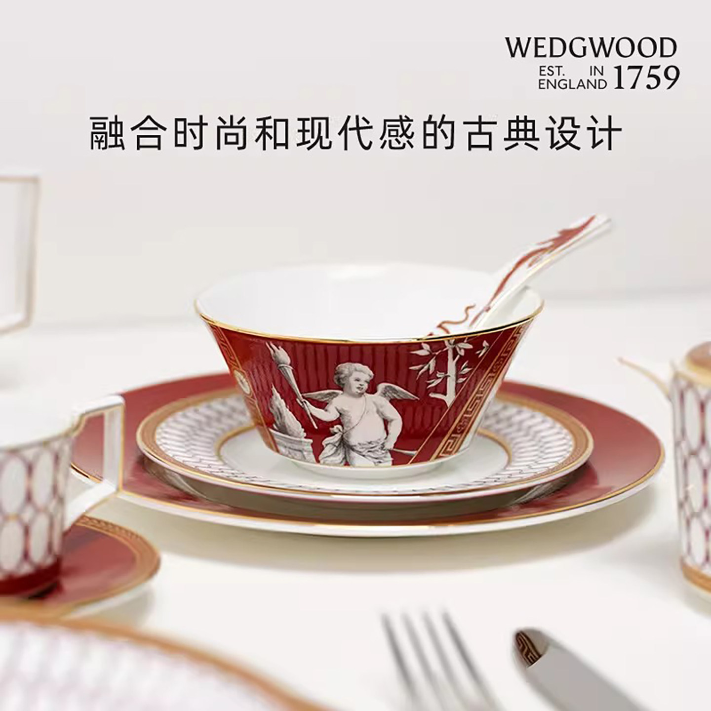 WEDGWOOD骨瓷餐具碗盘8件套礼盒