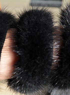 进口水貂毛条旗袍坎肩滚边中式服装辅料鞋口香云纱包边黑白色毛边