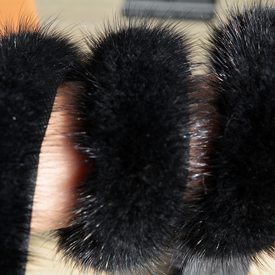 进口水貂毛条旗袍坎肩滚边中式服装辅料鞋口香云纱包边黑白色毛边