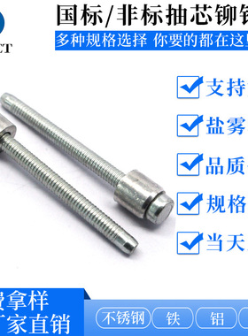 高压铝铁堵头铆钉02961发动机堵孔密封铆钉全铝铆塞抽拉堵头02964