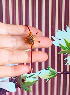 手工编织小蝴蝶南红玛瑙珠酒红手绳轻奢公主风手链女闺蜜酒红手绳