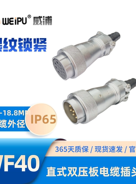 WEIPU威浦WF40-TI直式双压板电缆插头5-9-15芯26芯31芯52芯防水65
