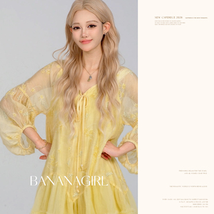 Bananagirl2026年夏季新款黄色连衣裙女夏薄款减龄高级感夏日睡裙